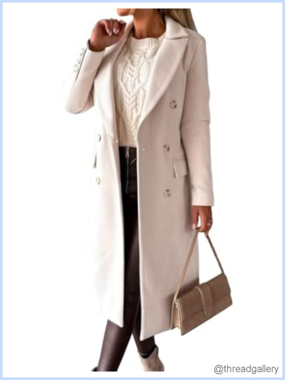 Womens Long Wool Coat Double Breasted Trench Pea Coat Fall Winter